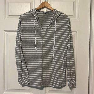 White birch gray and white knit hoodie